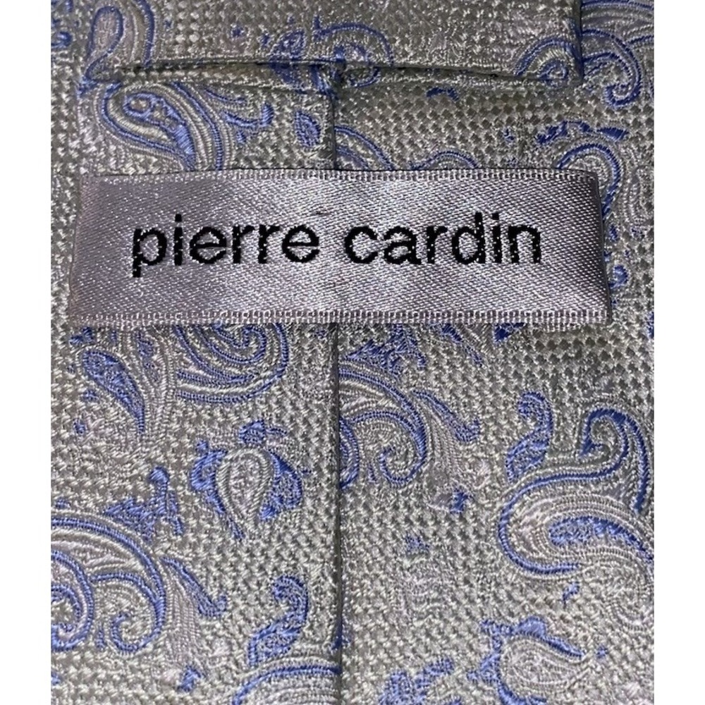 Pierre Cardin Men's NeckTie 100% Silk Blue&Silver Paisley Tie 60"x3.75" - Picture 3 of 6
